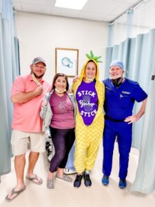 Drew, Stephanie and Darra with Dr. Storment on embryo transfer day